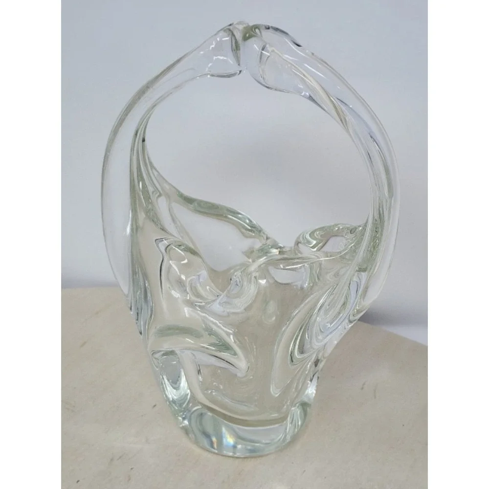 Vtg Murano Style Art Glass Basket 7